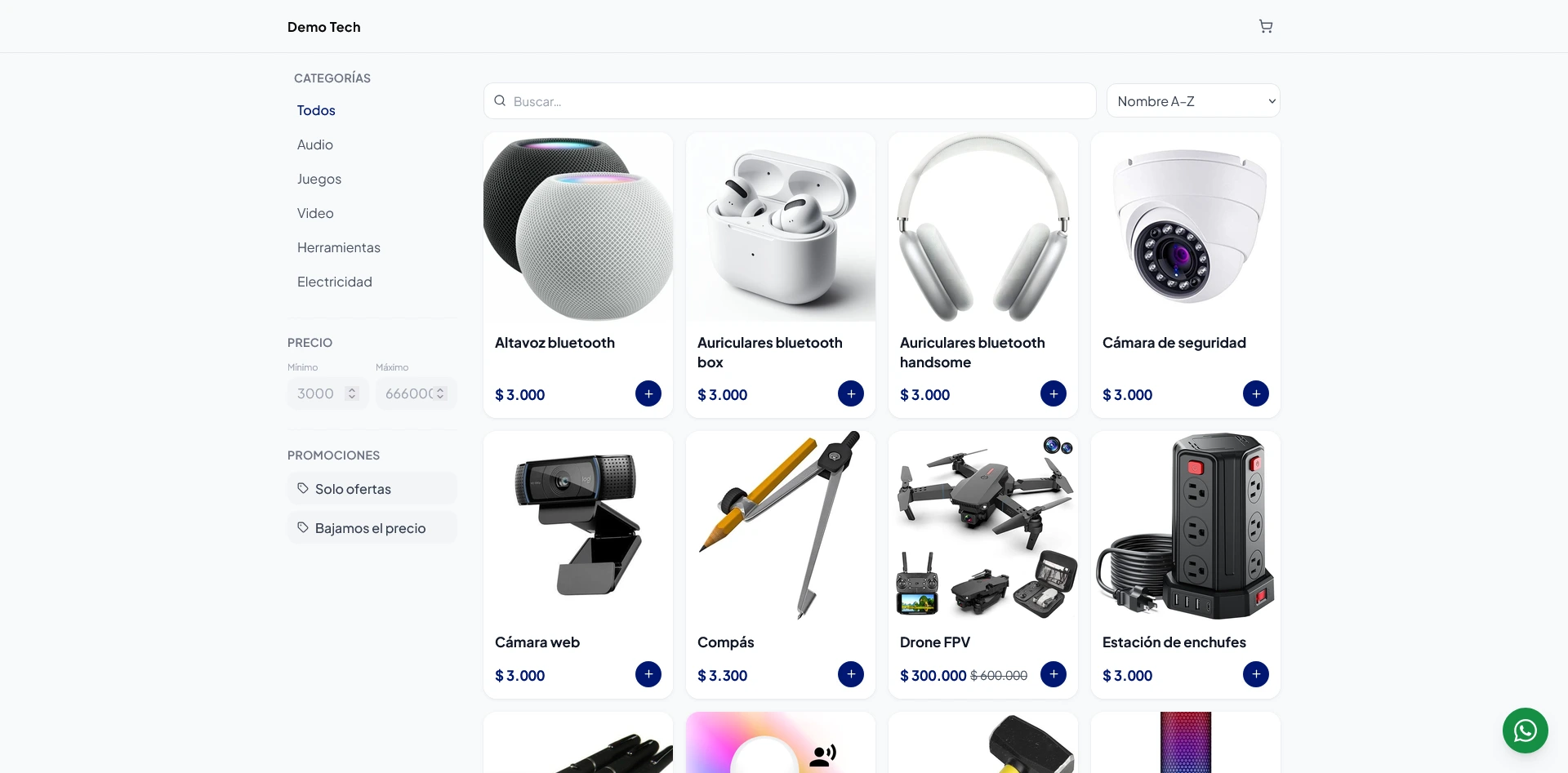Demo de tienda online de productos tecnológicos